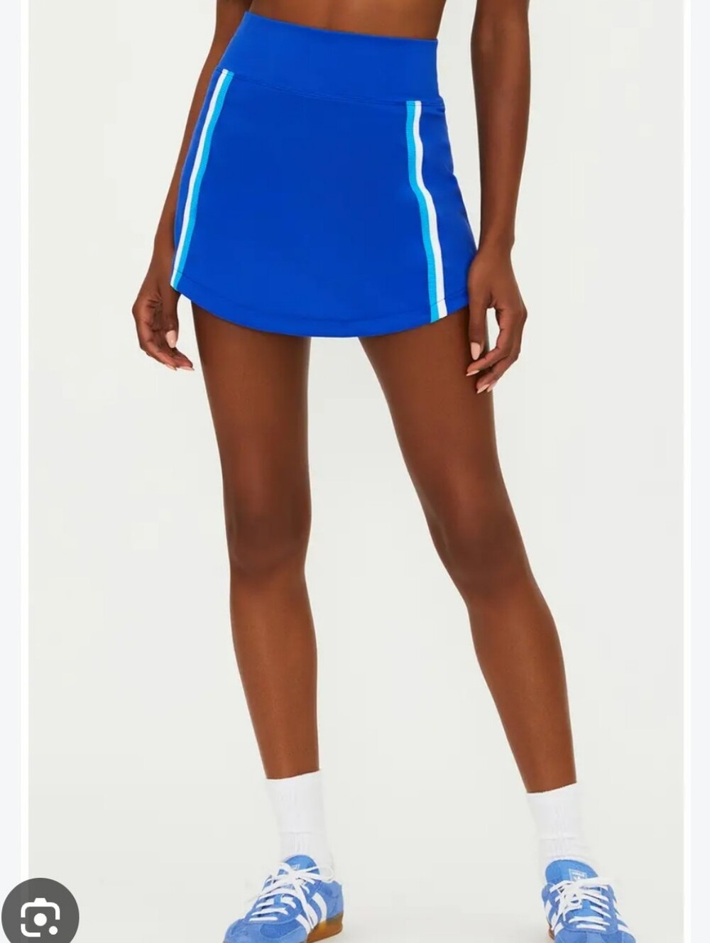 New!Beach Riot Thora Blue Knit Skort with Light Blue & White Stripes
